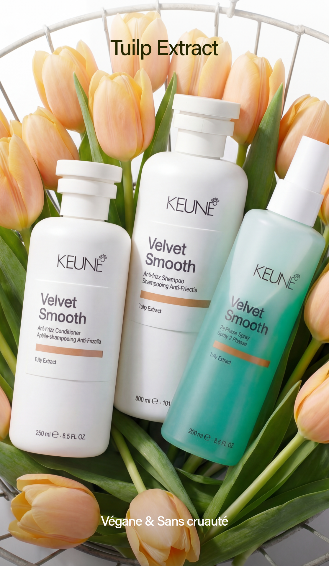 Masque Velvet Smooth de Keune : Cheveux lisses et soyeux grâce aux lipides biomimétiques et extrait de tulipe. Renforce, élimine les frisottis pour des cheveux parfaits.