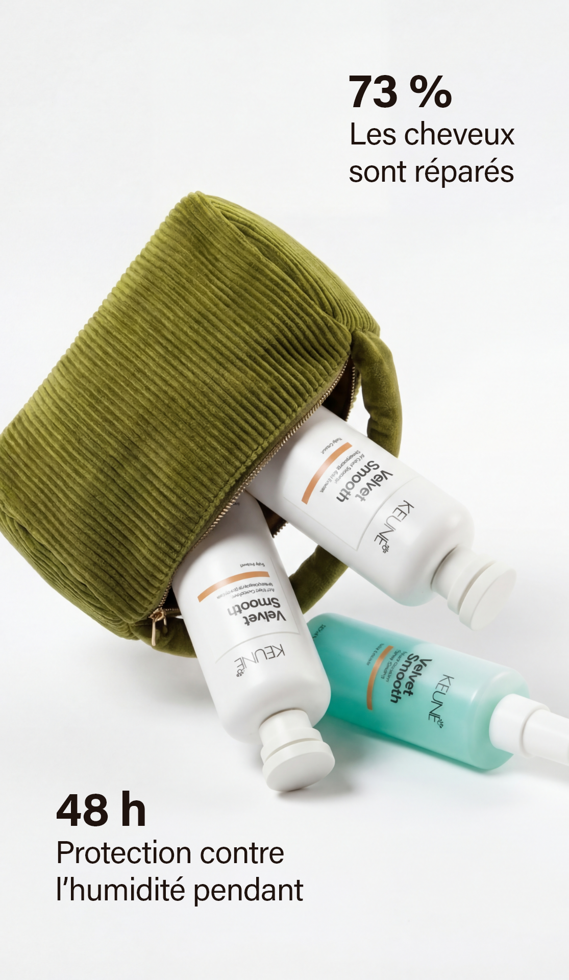 Masque Velvet Smooth de Keune : Cheveux lisses et soyeux grâce aux lipides biomimétiques et extrait de tulipe. Renforce, élimine les frisottis pour des cheveux parfaits.