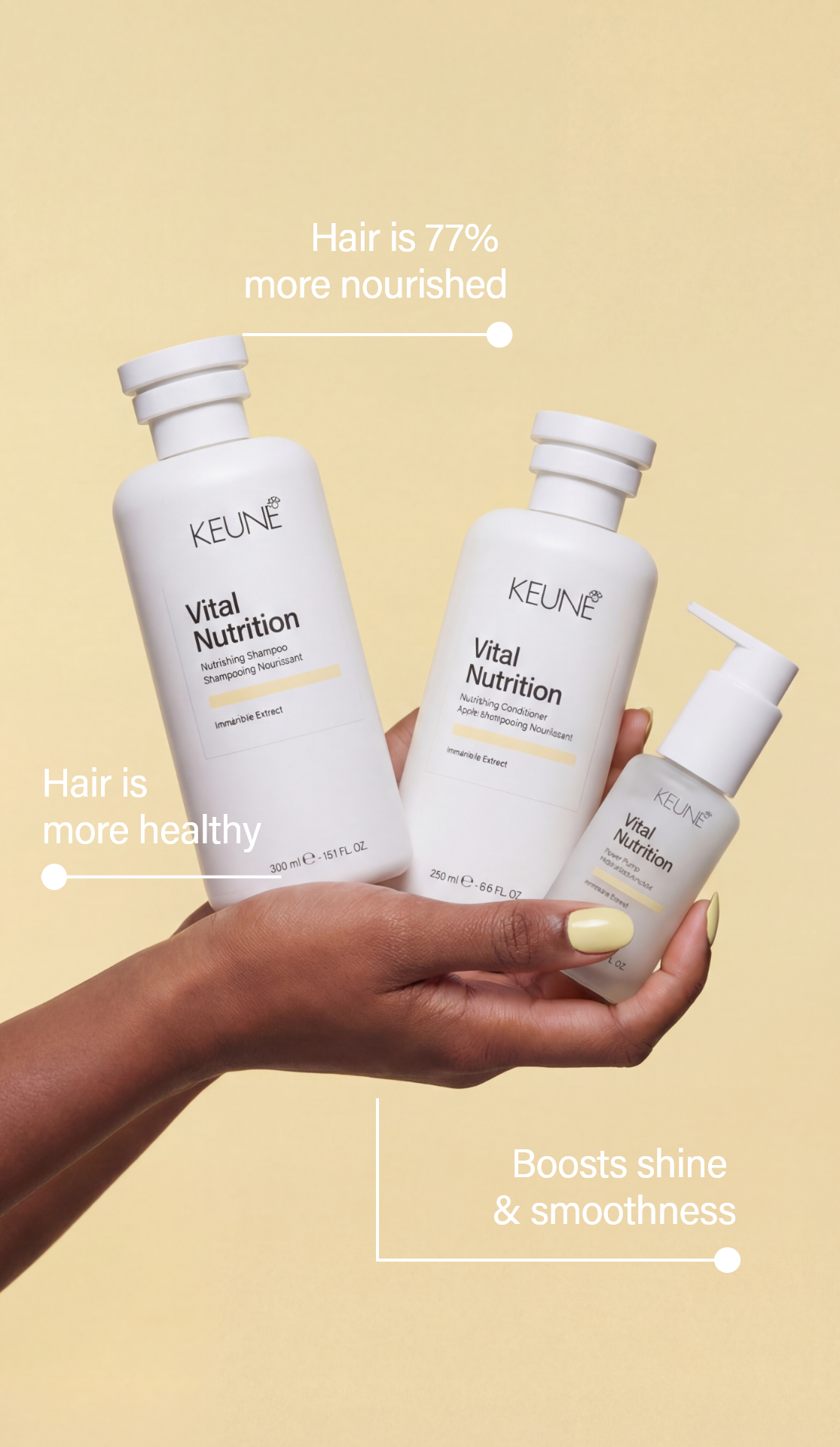 Keune Vital Nutrition Power Plump: Best Keune haircare in concentrated gel-cream texture for damaged, dry hair.  Tames Frizz & Flyaways effortlessly.